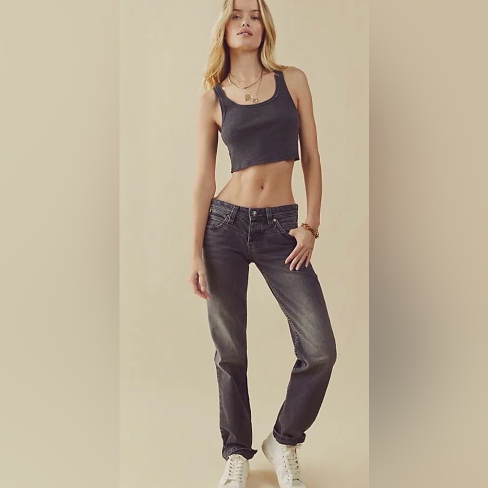 WE THE FREE SHELBY LOW RISE BOYFRIEND DENIM BACKSEAT BLACK SIZE 28 FREE PEOPLE